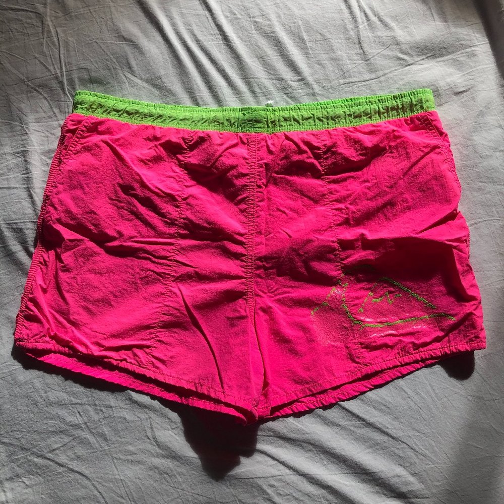 Vintage 80s Neon Quiksilver Boardshorts Size 34